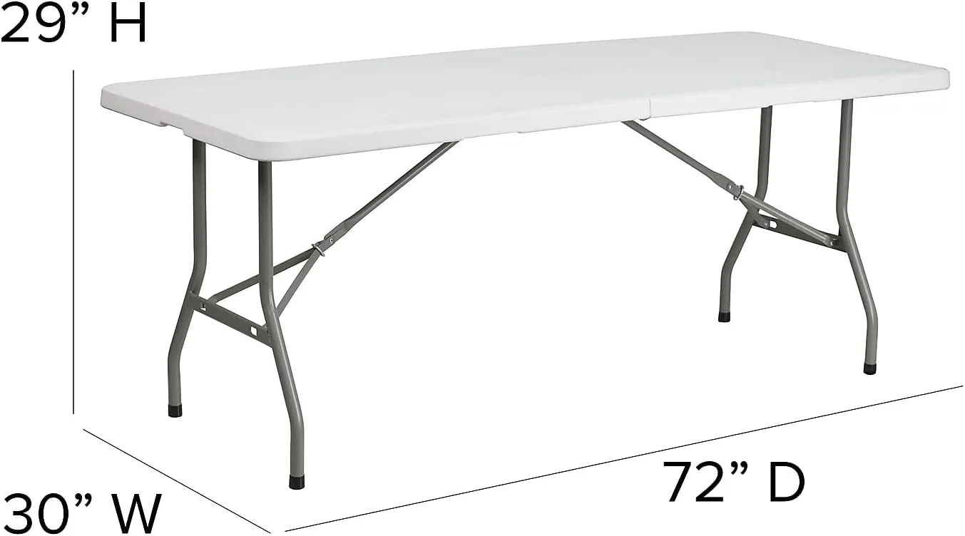 Flash Furniture Kathryn 6-Foot Bi-Fold Granite White Plastic Folding Table