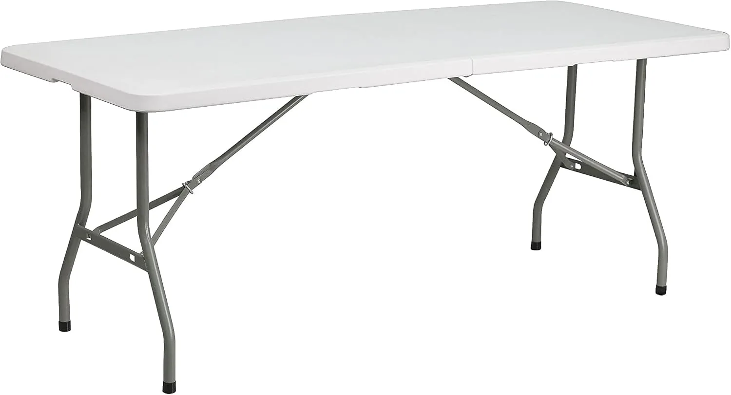 Flash Furniture Kathryn 6-Foot Bi-Fold Granite White Plastic Folding Table