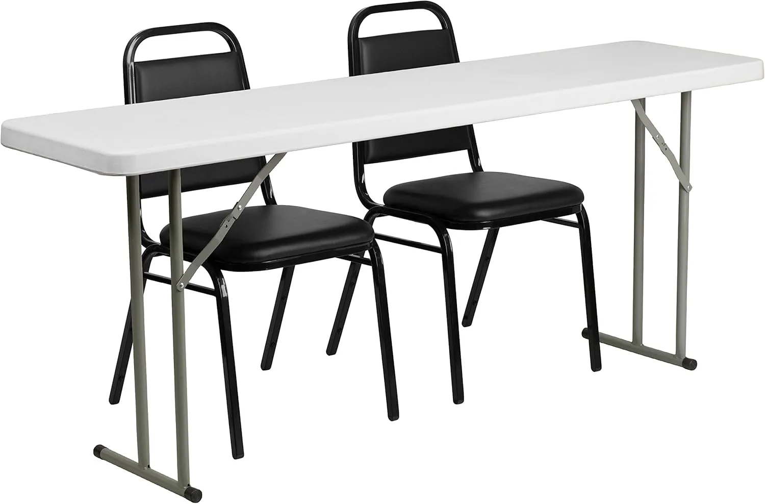 Flash Furniture Kathryn 6-Foot Plastic Folding Training Table Set with 2 Trapezoidal Back Stack Chairs