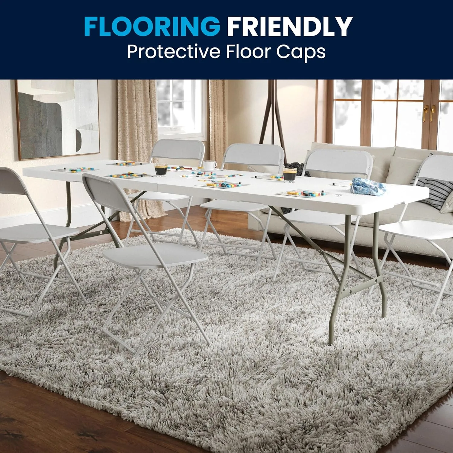 Flash Furniture Kathryn 8' Rectangular Plastic Folding Event Table with Carrying Handle