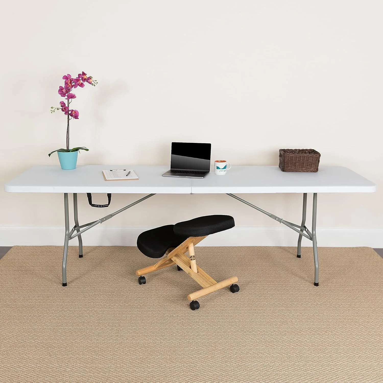 Flash Furniture Kathryn 8' Rectangular Plastic Folding Event Table with Carrying Handle