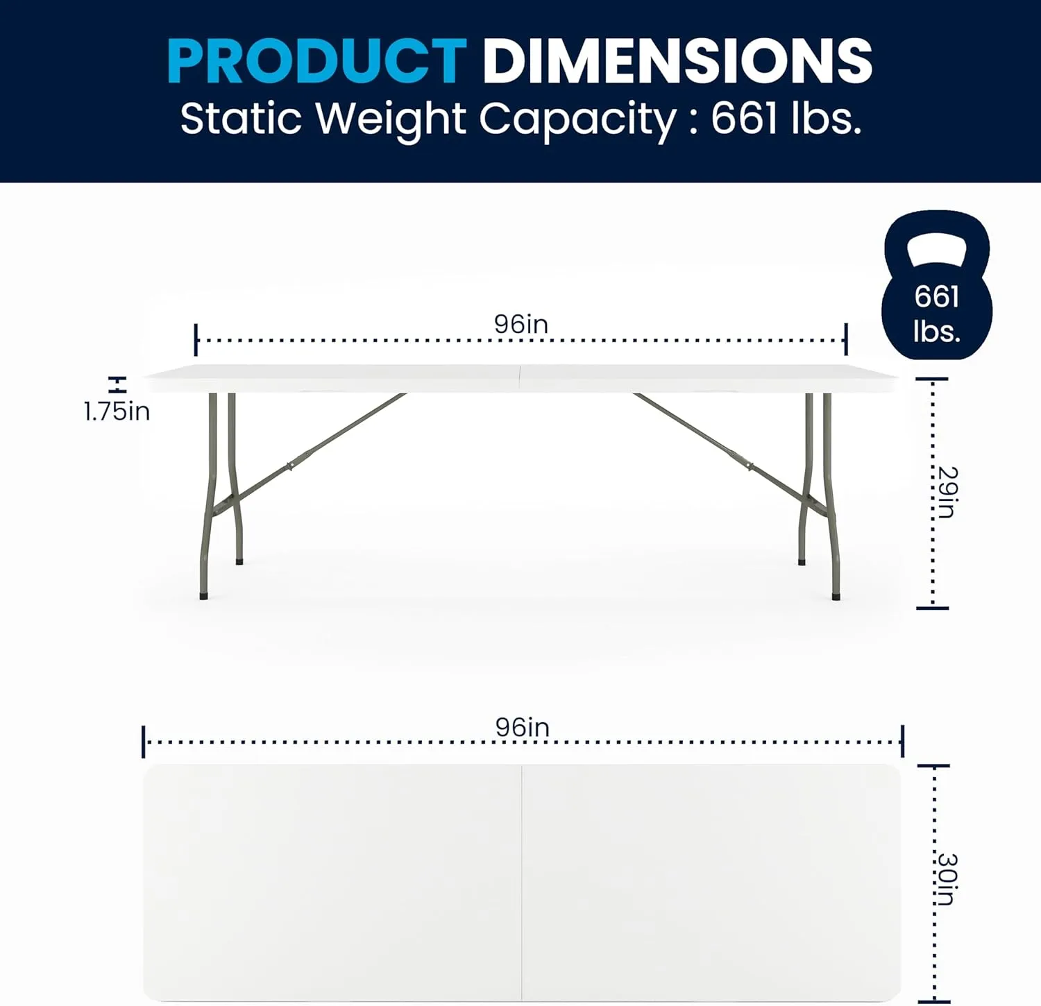 Flash Furniture Kathryn 8' Rectangular Plastic Folding Event Table with Carrying Handle