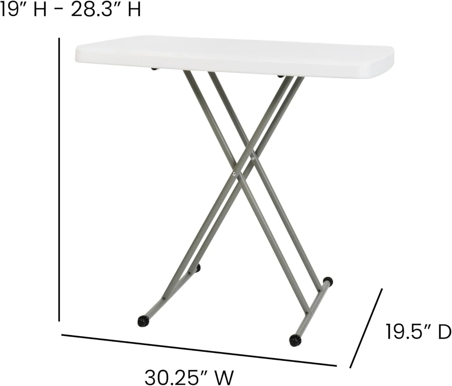 Flash Furniture Elon Folding Table - Granite White - Height Adjustable - 30 Inch - TV Tray