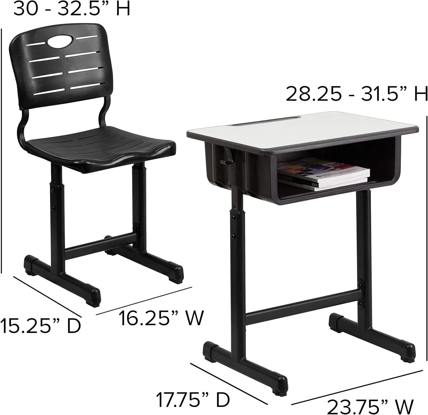 Flash Furniture Adjustable Student Desk and Chair Set for Classrooms or Remote Learning