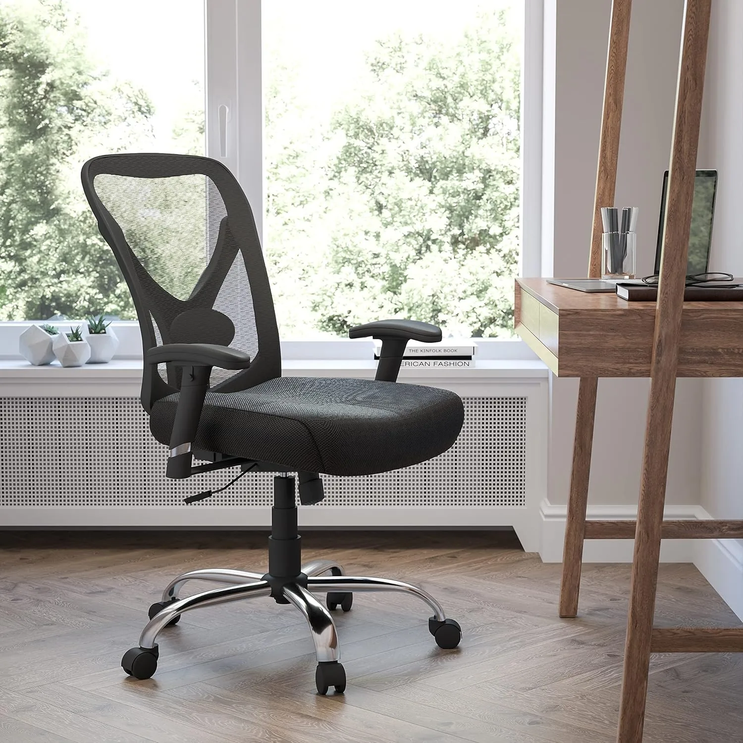 Flash Furniture Big & Tall Office Chair | Adjustable Height Mesh Swivel Office Chair with Wheels Black