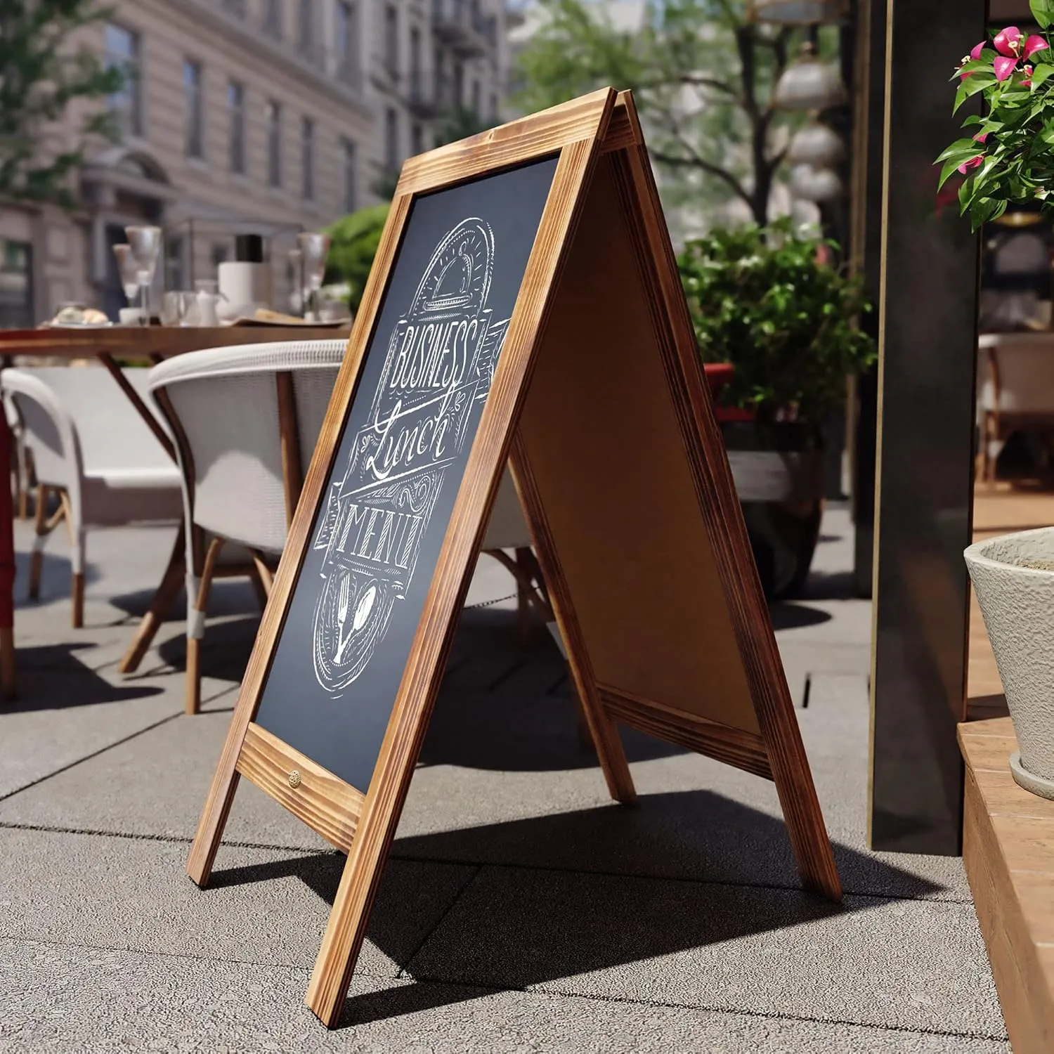 Flash Furniture Canterbury Magnetic Chalkboard Sign - Rustic Brown Wood Frame - 40" x 20"