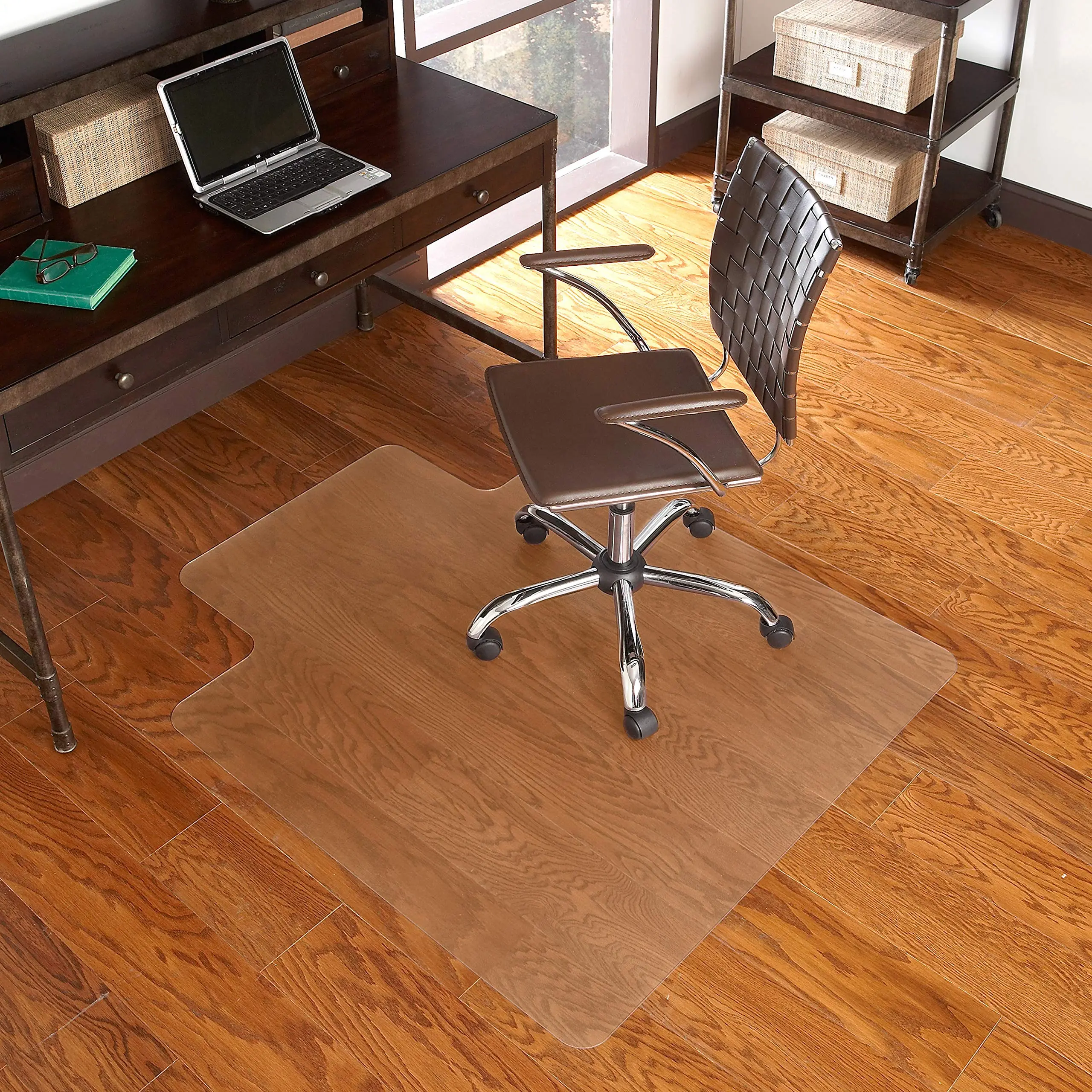 Flash Furniture Jackson 36'' x 48'' Hard Floor Chair Mat with Lip, Patterned Underside, and Scuff Resistant Textured Top