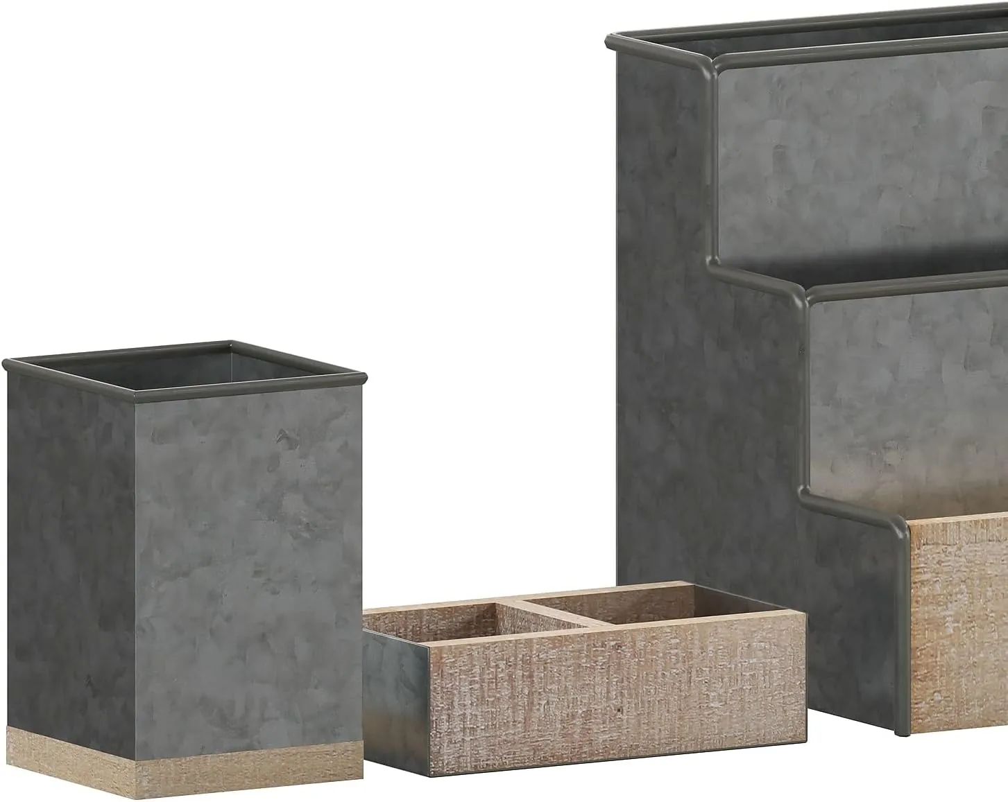 Flash Furniture Comerford 3-Piece Metal and Wood Organizer Set