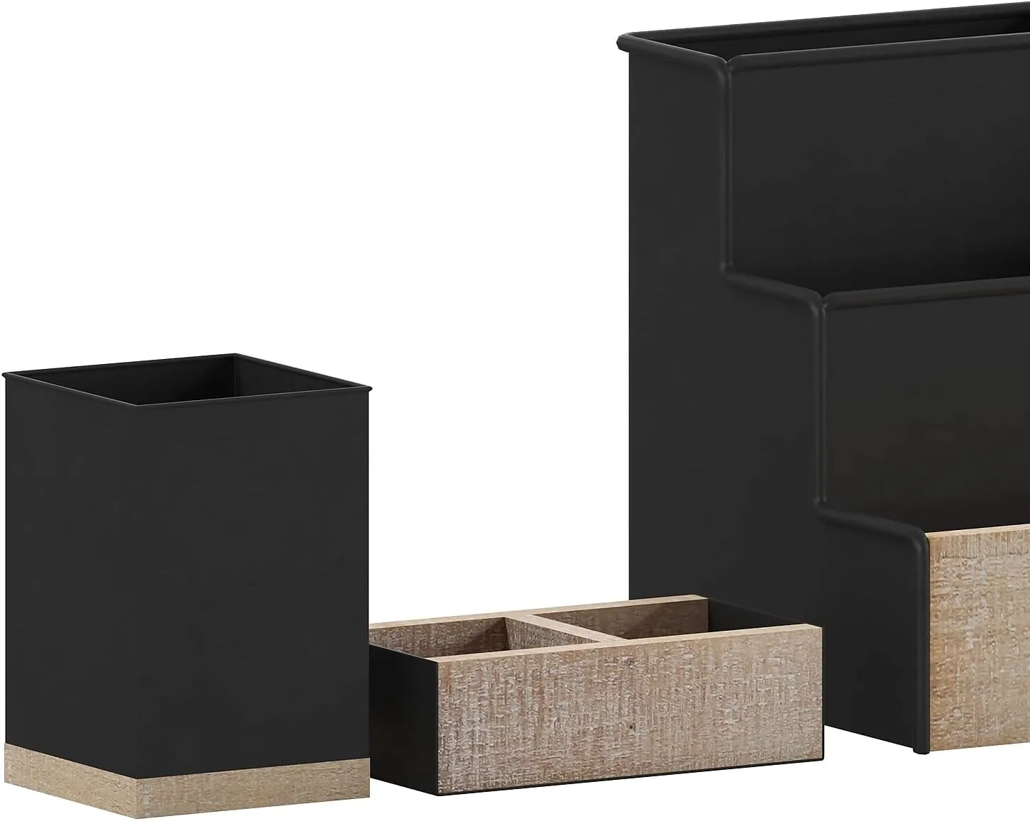 Flash Furniture Comerford 3-Piece Metal and Wood Organizer Set