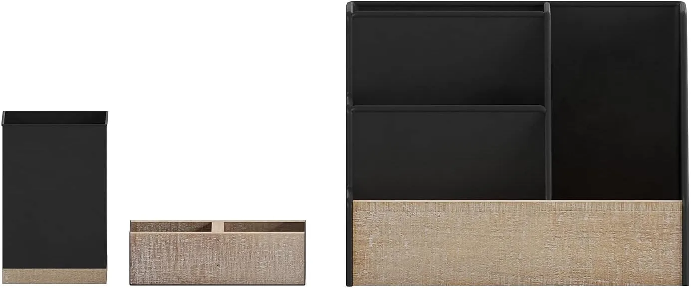 Flash Furniture Comerford 3-Piece Metal and Wood Organizer Set