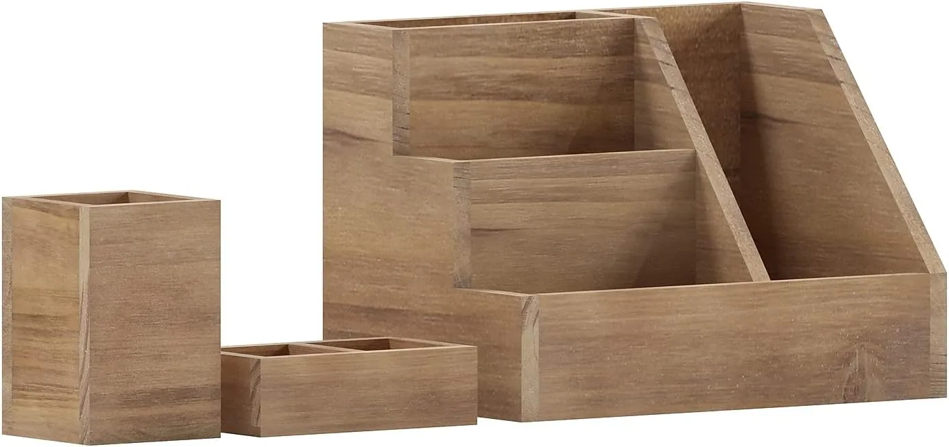 Flash Furniture Comerford 3-Piece Metal and Wood Organizer Set