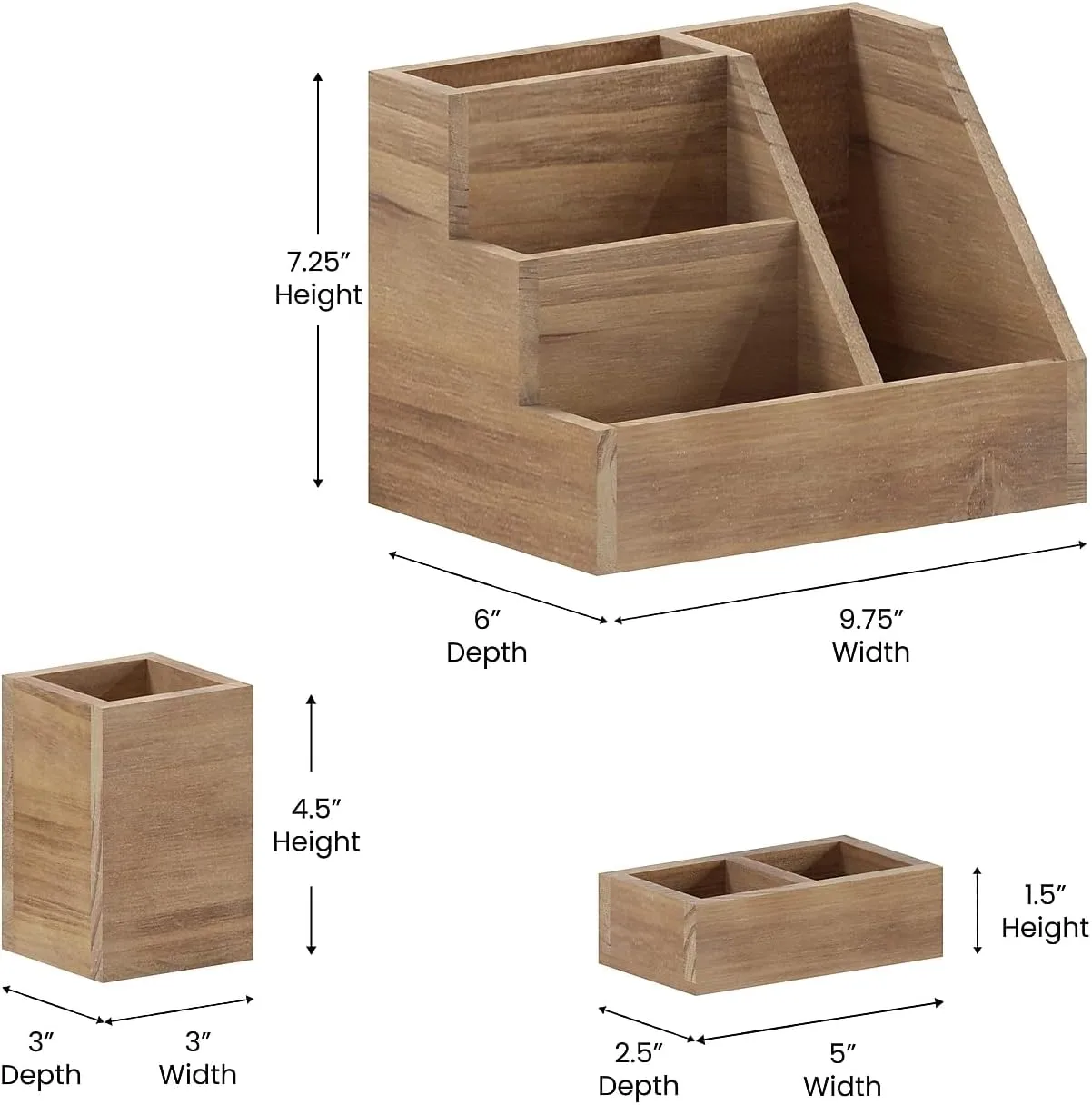 Flash Furniture Comerford 3-Piece Metal and Wood Organizer Set