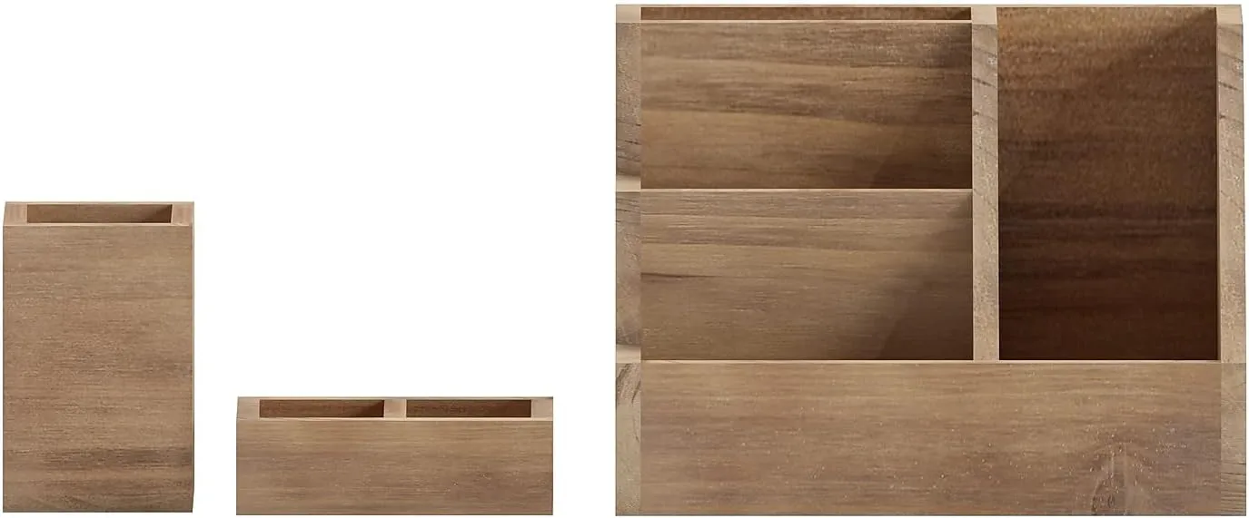 Flash Furniture Comerford 3-Piece Metal and Wood Organizer Set