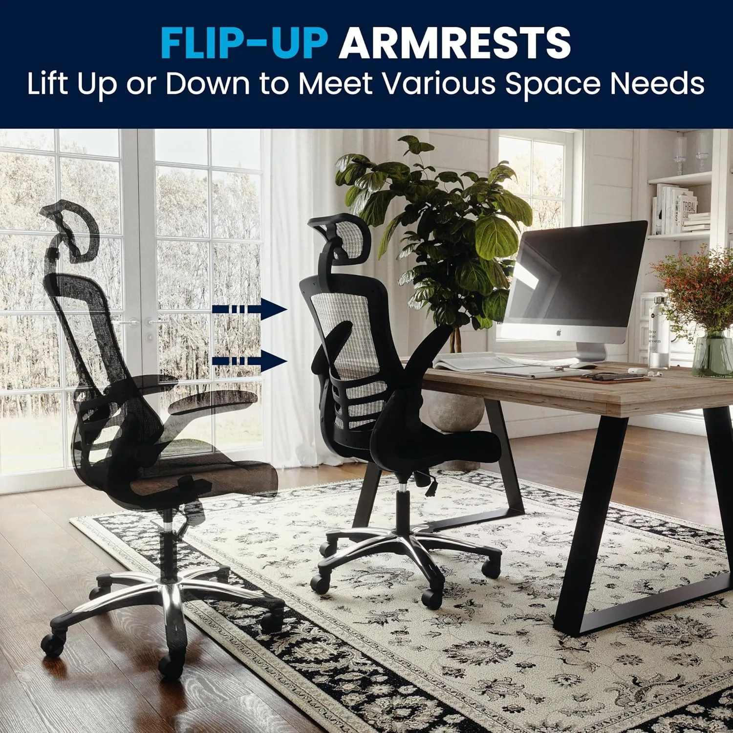 Flash Furniture Kelista High-Back Swivel Office Chair with Adjustable Lumbar Support and Seat Height