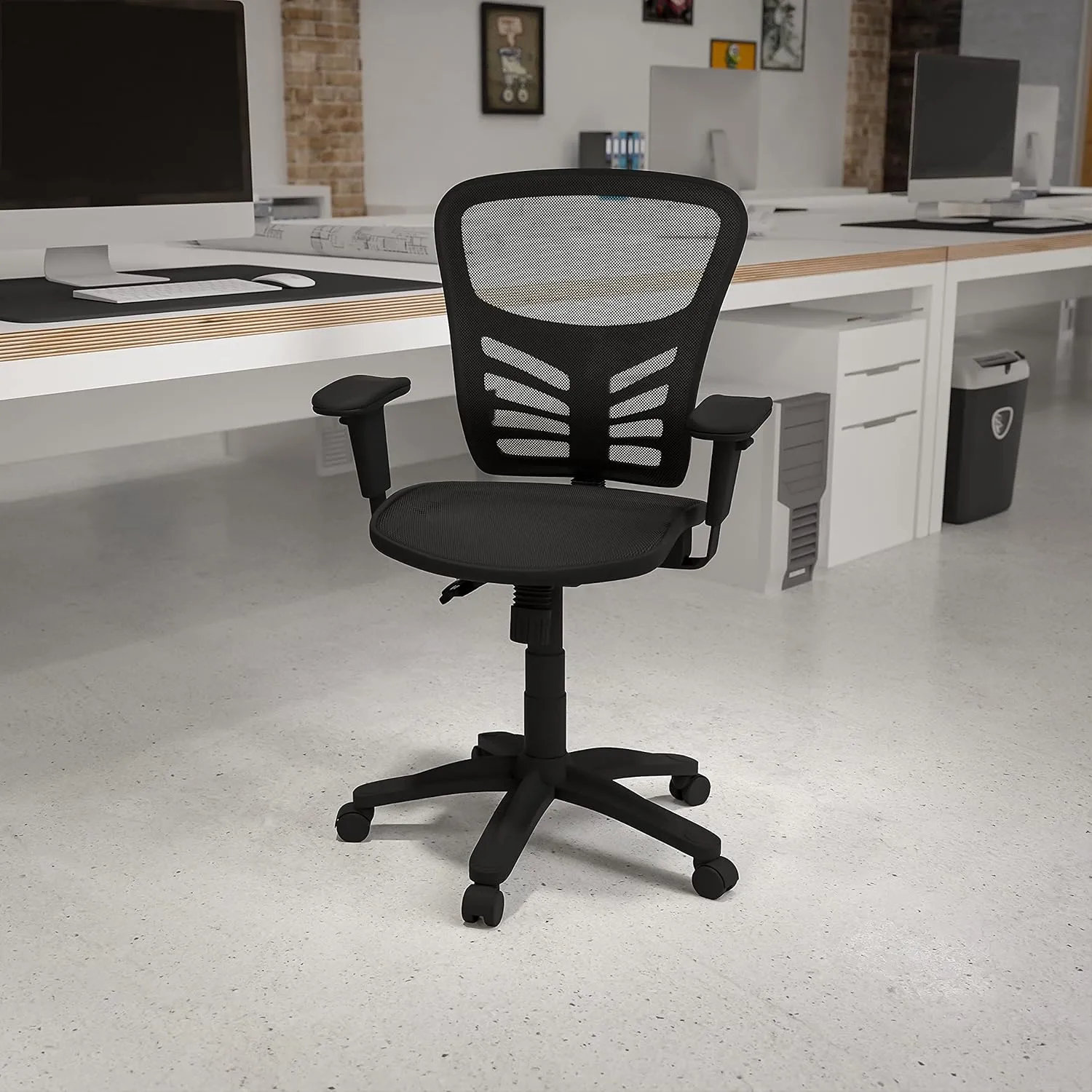 Flash Furniture Nicholas Mid-Back Transparent Black Mesh Multifunction Executive Swivel Ergonomic Office Chair