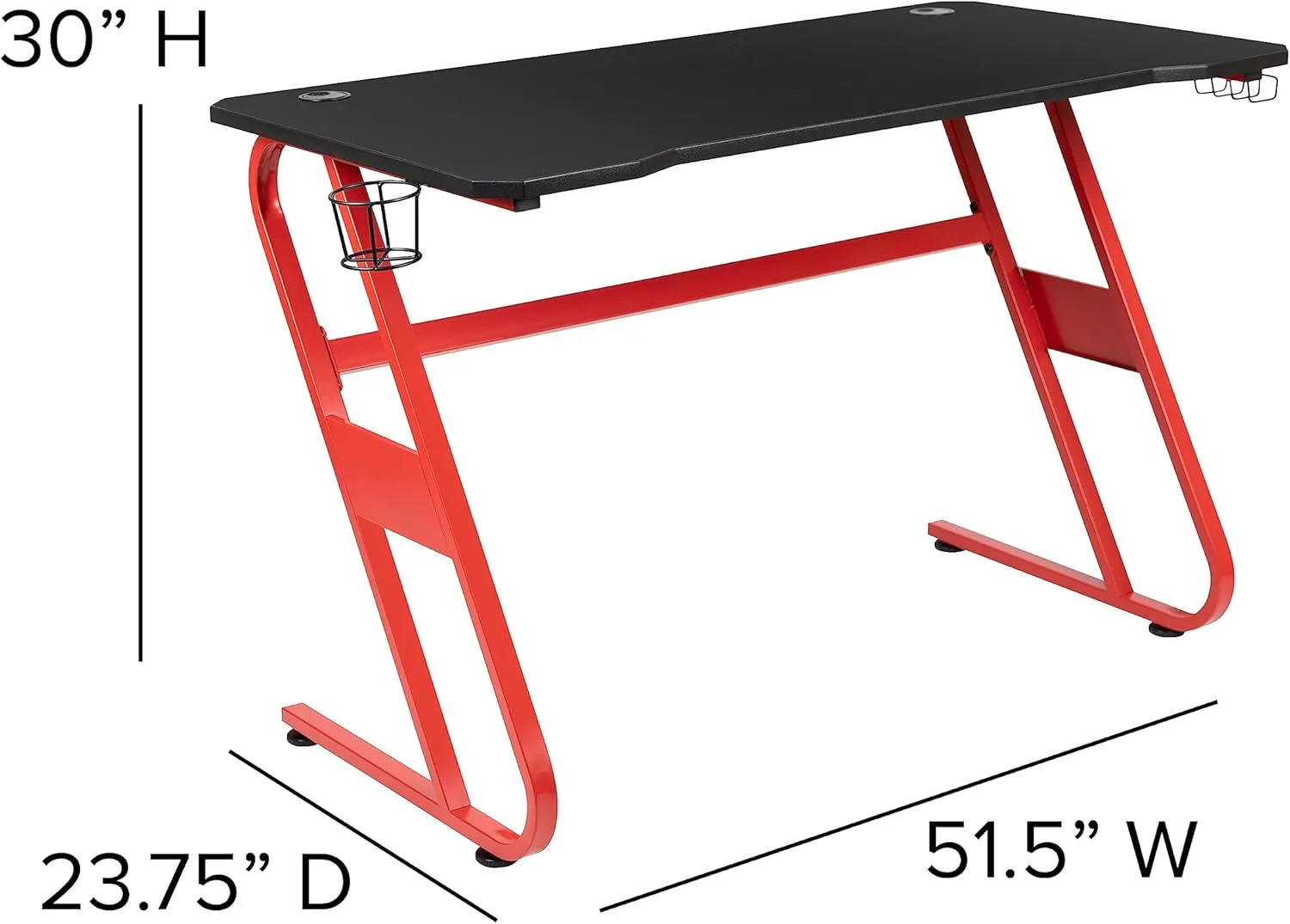 FLASH FURNITURE Gaming Desk and Racing Chair Set with Cup Holder and Headphone Hook
