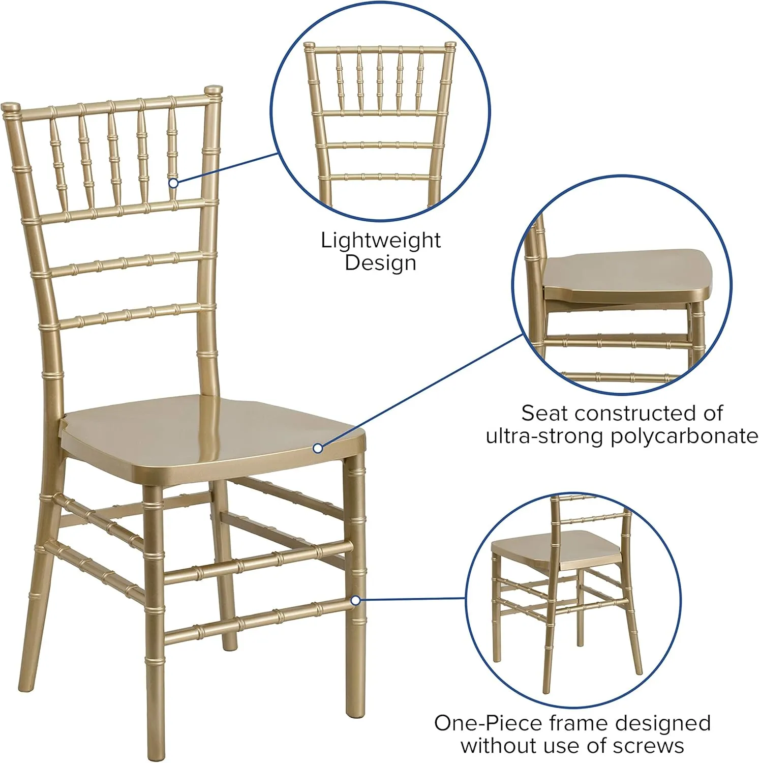 Flash Furniture Hercules Premium Series Chiavari Chair for Formal Events and Banquets