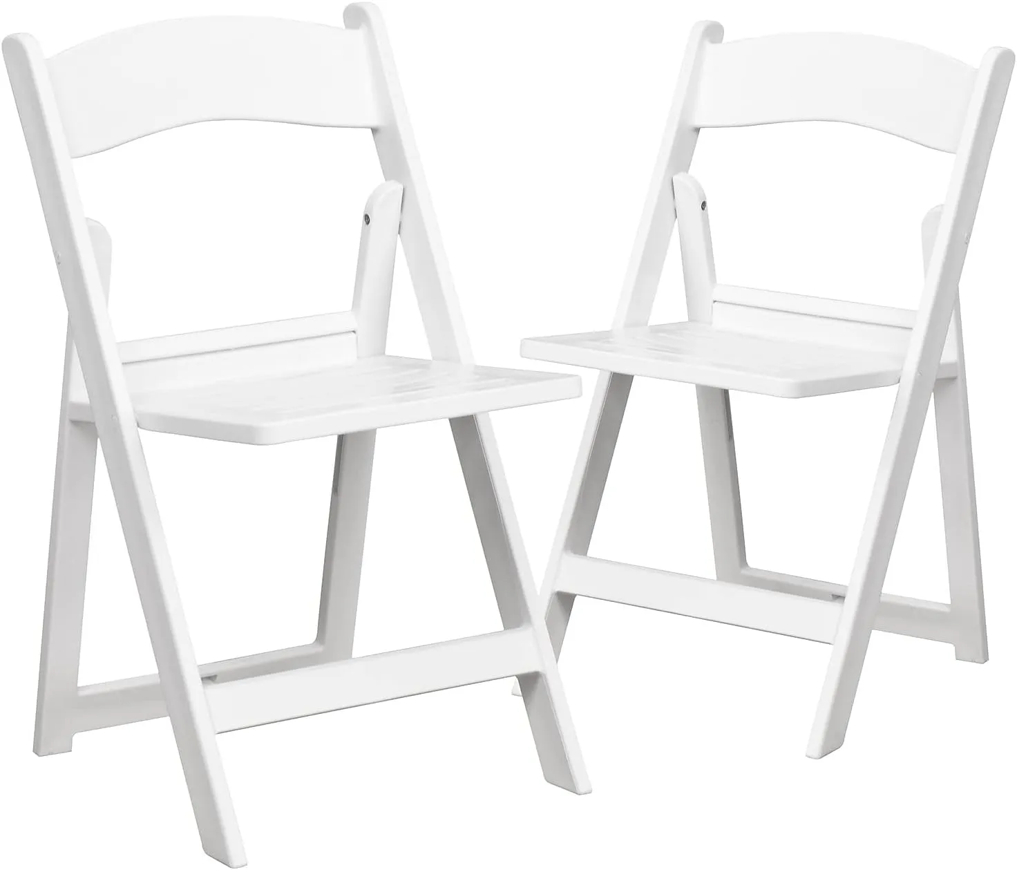 Flash Furniture HERCULES Series 1000-lb Capacity Resin Folding Chairs With Slatted Seats, White, Set Of 2 Chairs