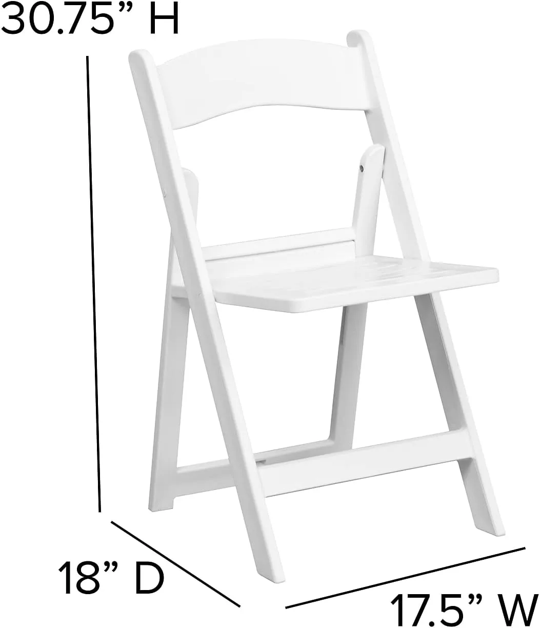 Flash Furniture HERCULES Series 1000-lb Capacity Resin Folding Chairs With Slatted Seats, White, Set Of 2 Chairs