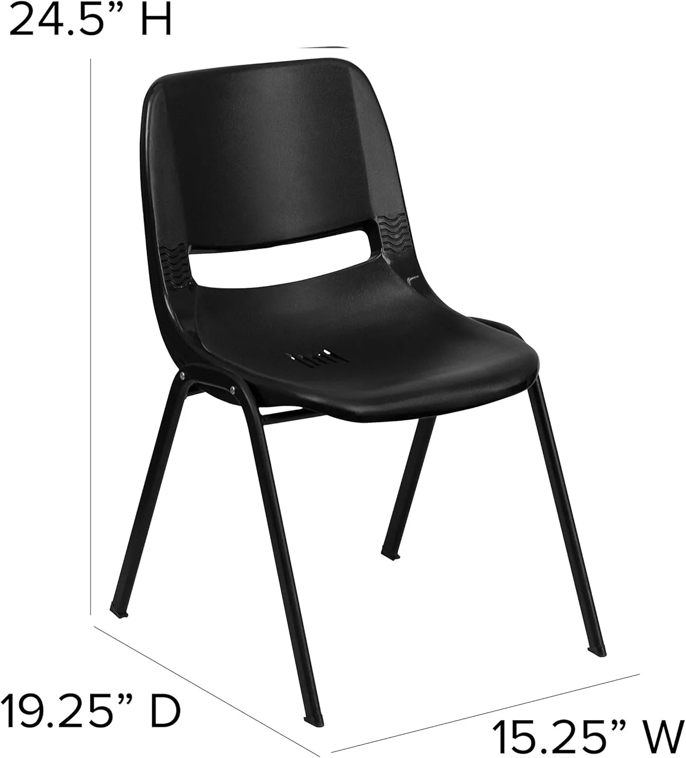 Flash Furniture HERCULES Series 440 lb. Capacity Kid's Black Ergonomic Shell Stack Chair with Black Frame and 14" Seat