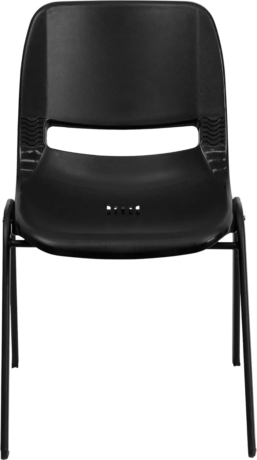 Flash Furniture HERCULES Series 440 lb. Capacity Kid's Black Ergonomic Shell Stack Chair with Black Frame and 14" Seat