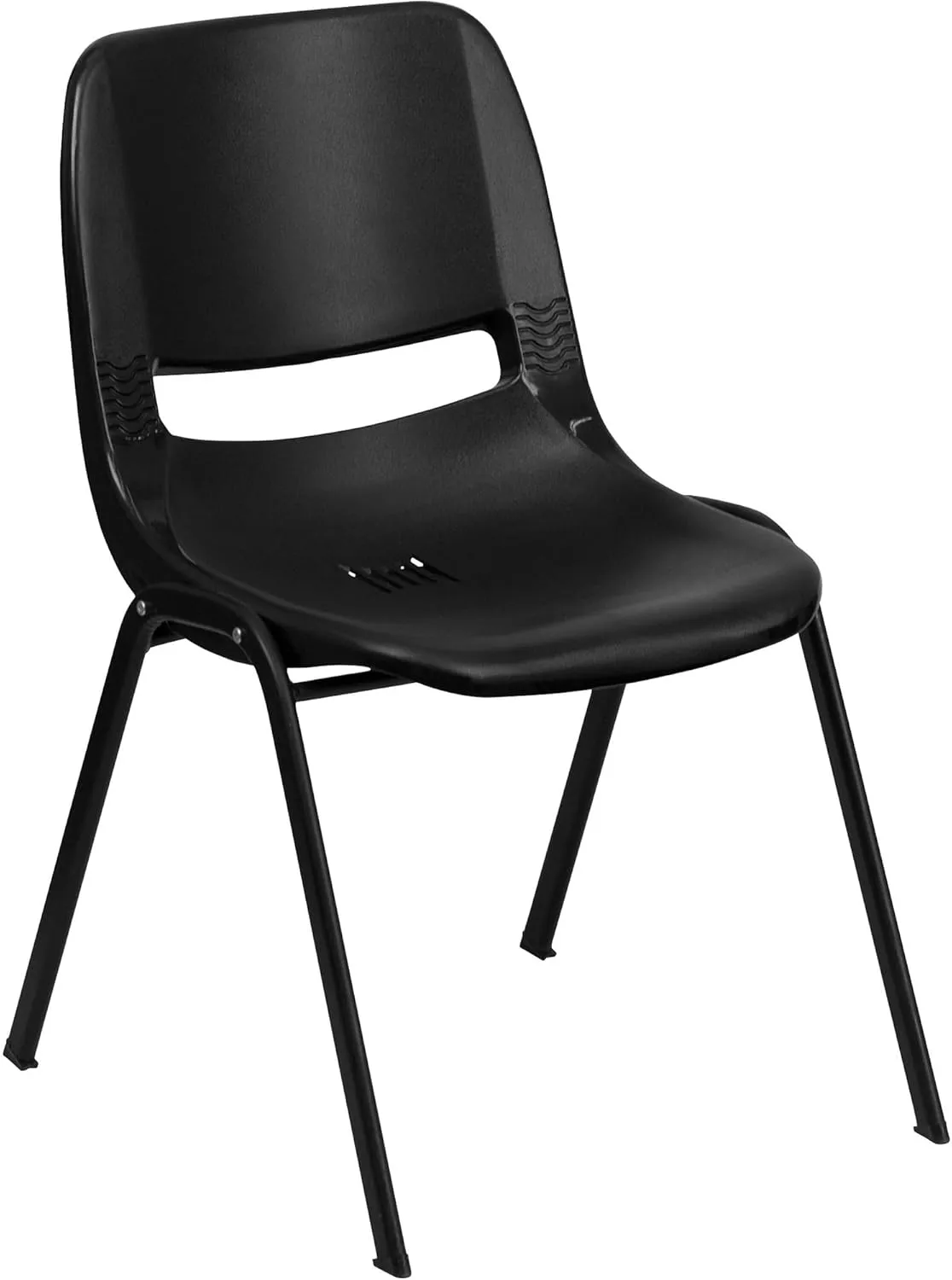 Flash Furniture HERCULES Series 440 lb. Capacity Kid's Black Ergonomic Shell Stack Chair with Black Frame and 14" Seat