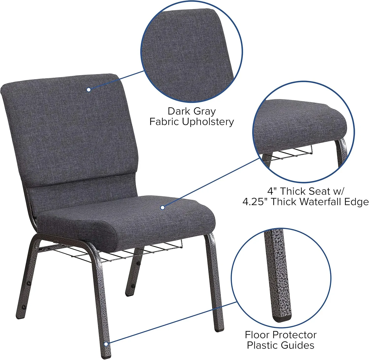 Flash Furniture HERCULES Series 18.5''W Church Chair with Book Rack
