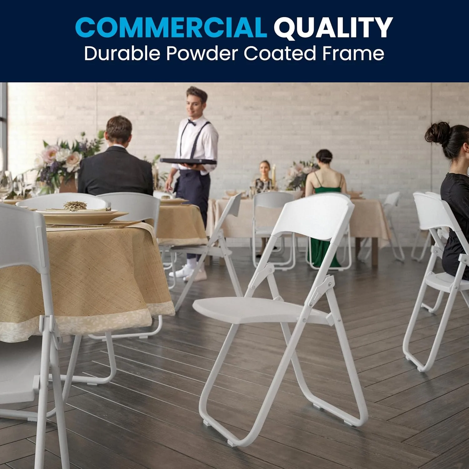 Flash Furniture HERCULES Series 500 lb. Capacity Heavy Duty Plastic Folding Chair with Built-in Ganging Brackets