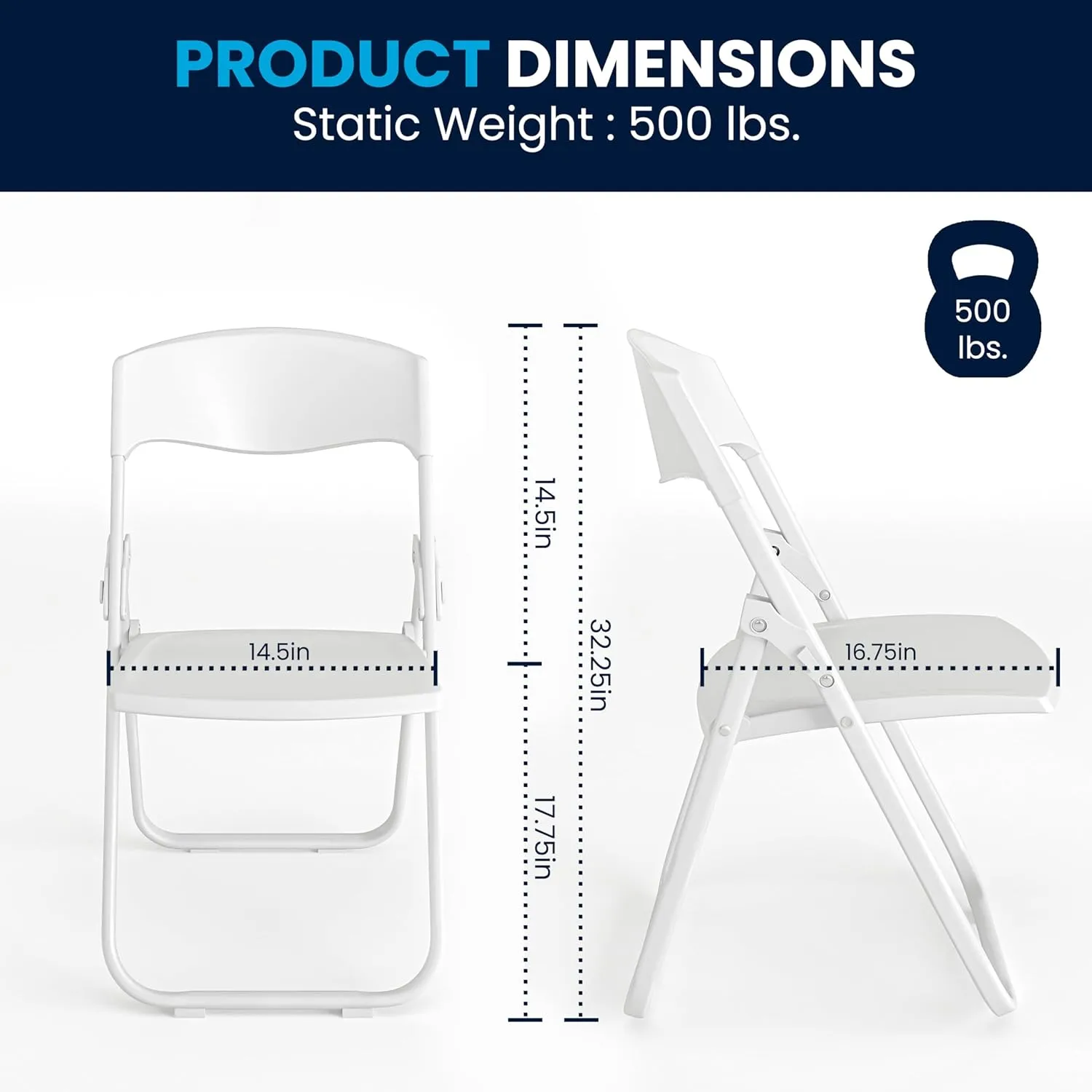 Flash Furniture HERCULES Series 500 lb. Capacity Heavy Duty Plastic Folding Chair with Built-in Ganging Brackets