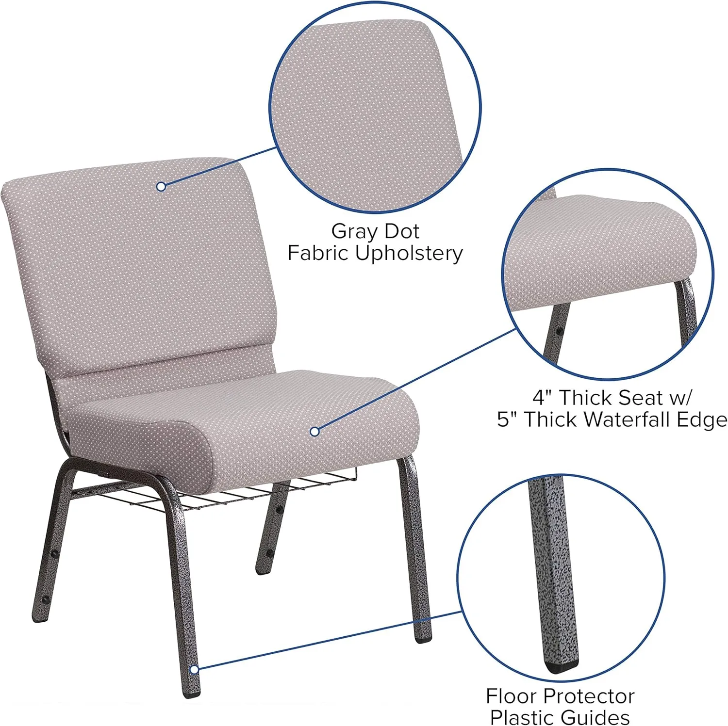 Flash Furniture HERCULES Series 21''W Padded Church Chair with Book Rack