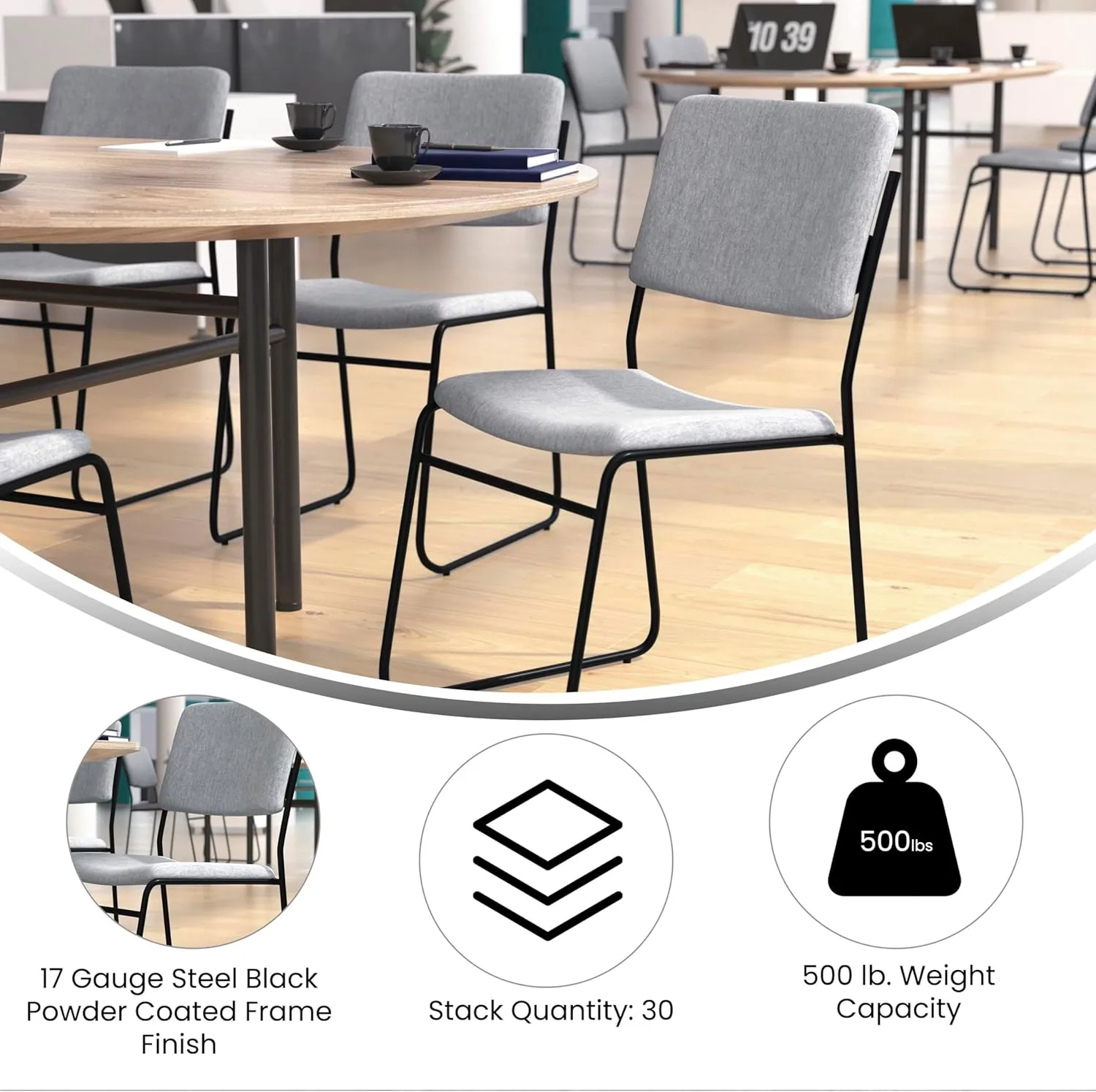 Flash Furniture HERCULES Series 500 lb Capacity High Density Stacking Chair with Sled Base