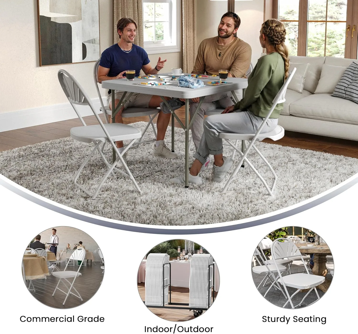 Flash Furniture HERCULES Series 650 lb Capacity Plastic Fan Back Folding Chair