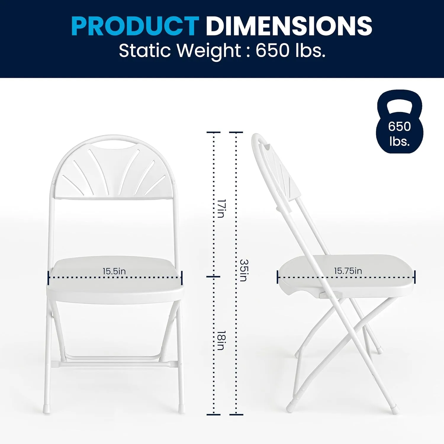 Flash Furniture HERCULES Series 650 lb Capacity Plastic Fan Back Folding Chair