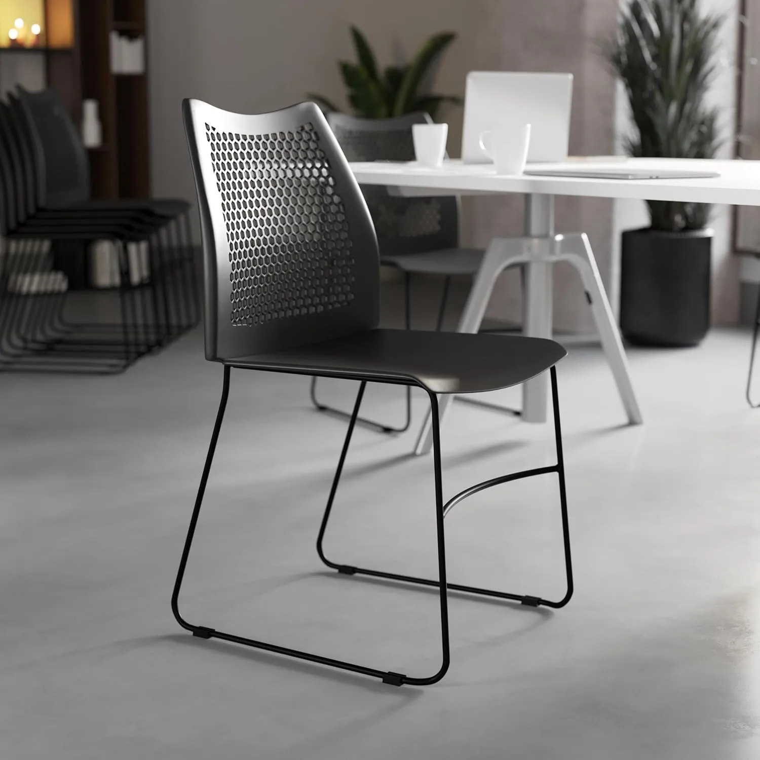 Flash Furniture HERCULES Series 661 lb Capacity Stack Chair with Air-Vent Back and Sled Base