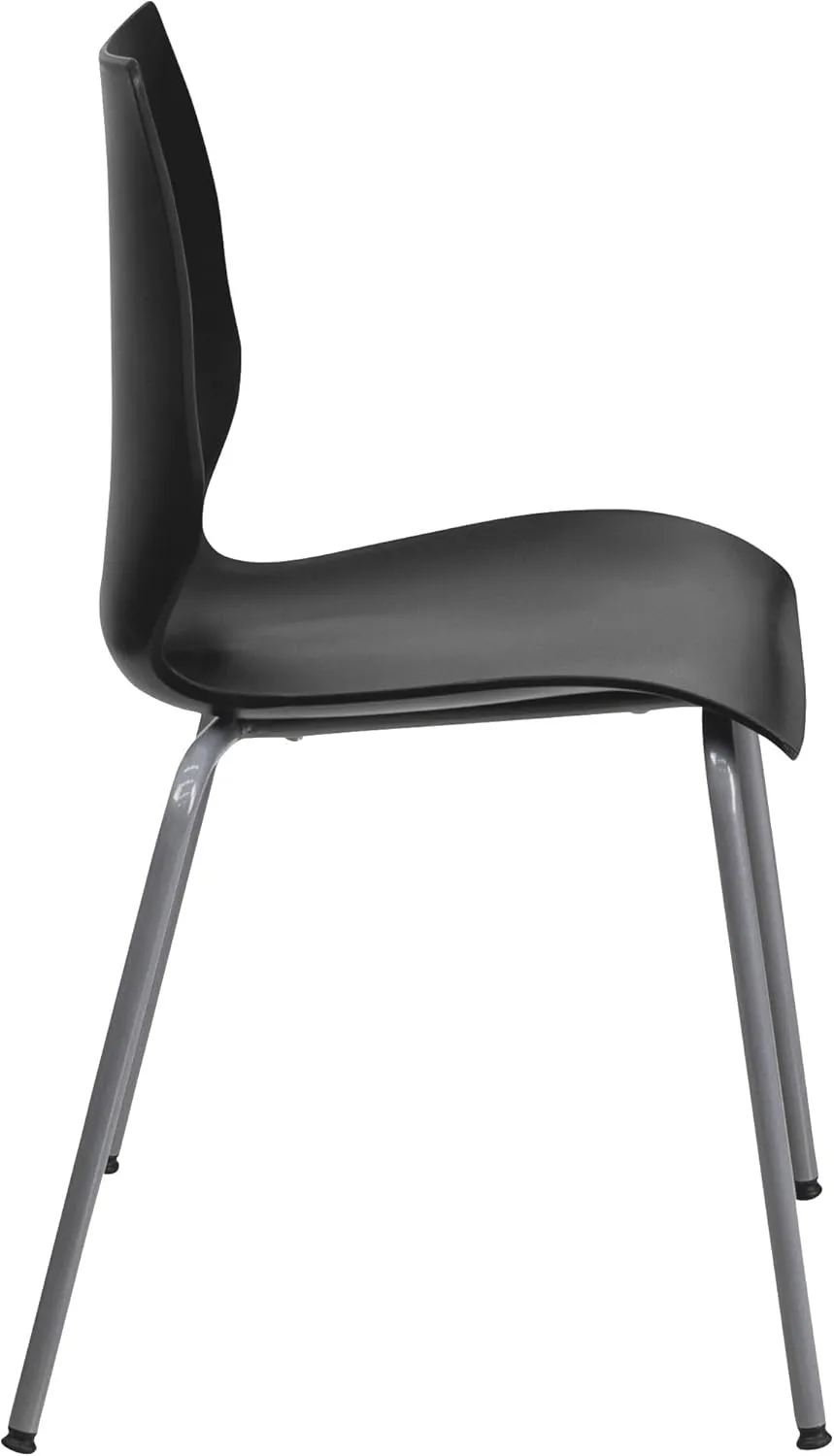Flash Furniture HERCULES Series 770 lb Capacity Stack Chair with Lumbar Support and Silver Frame