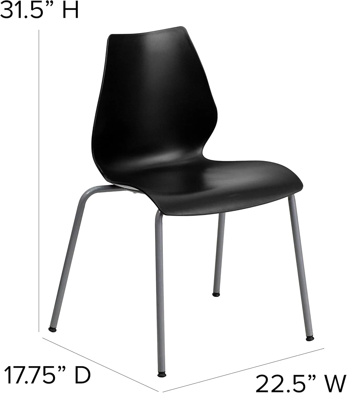 Flash Furniture HERCULES Series 770 lb Capacity Stack Chair with Lumbar Support and Silver Frame