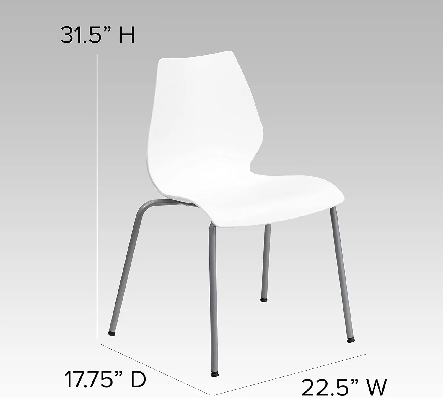 Flash Furniture HERCULES Series 770 lb Capacity Stack Chair with Lumbar Support and Silver Frame