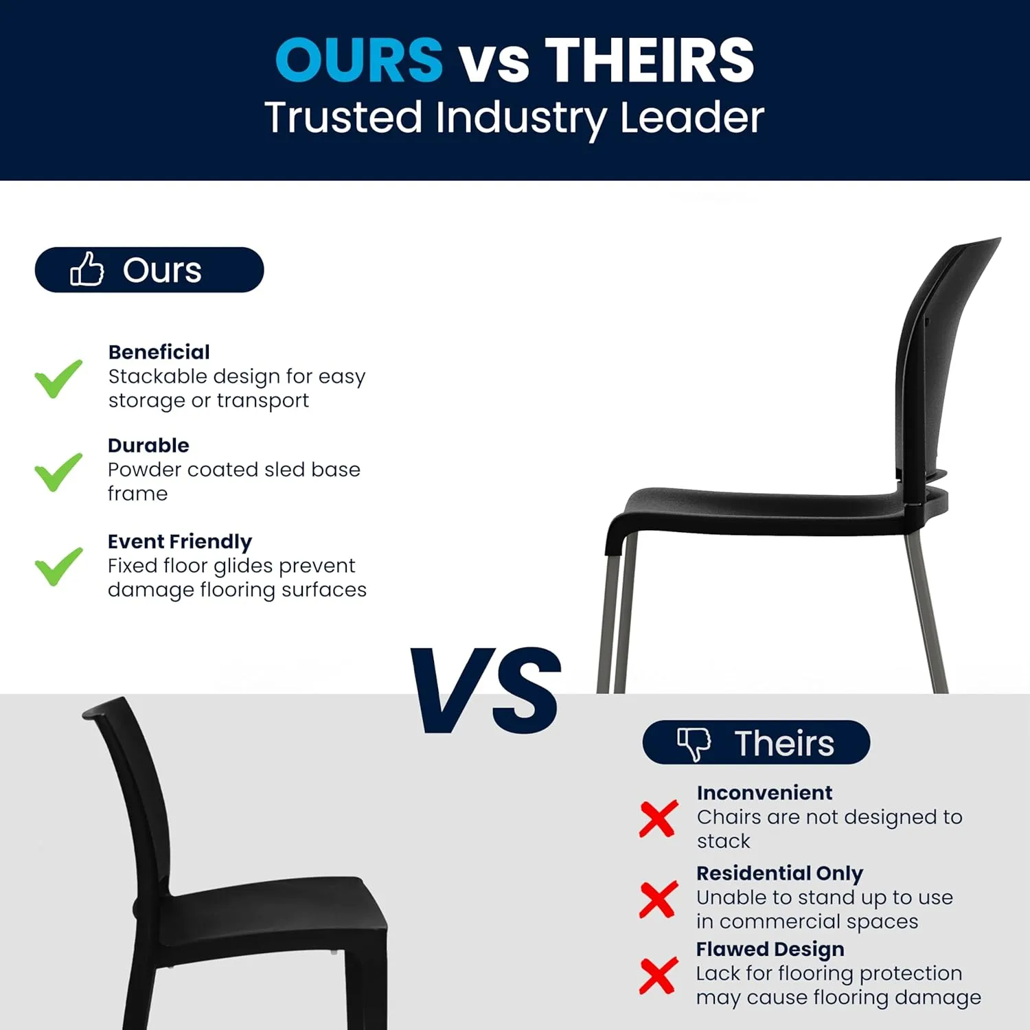 Flash Furniture HERCULES Series 880 lb Contoured Full-Back Stack Chair