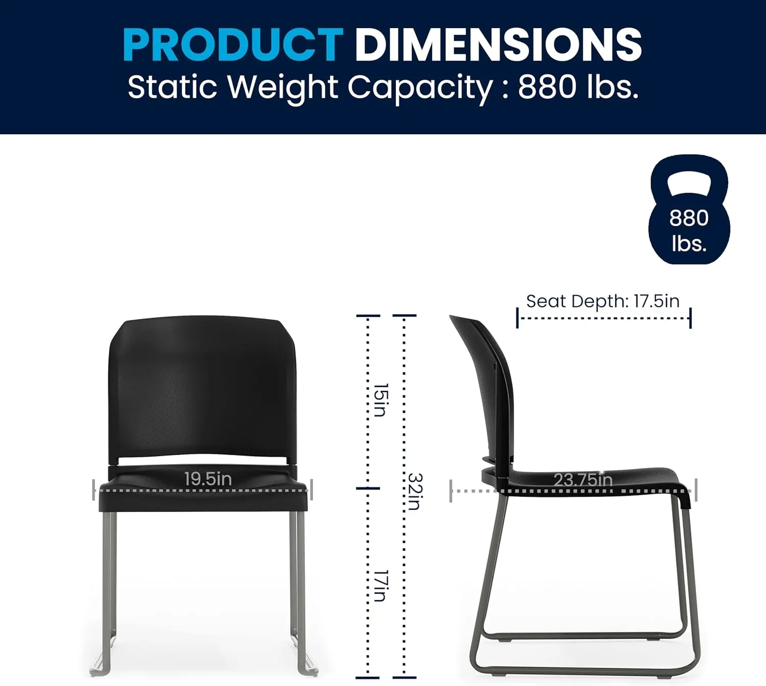 Flash Furniture HERCULES Series 880 lb Contoured Full-Back Stack Chair