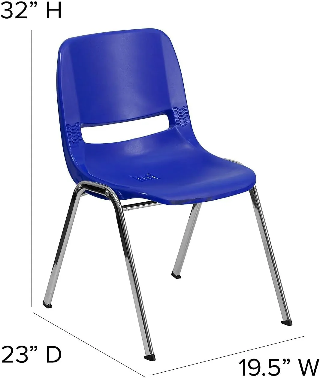 FLASH FURNITURE HERCULES Series 880 lb Capacity Ergonomic Shell Stack Chair with Chrome Frame 18" Seat Height