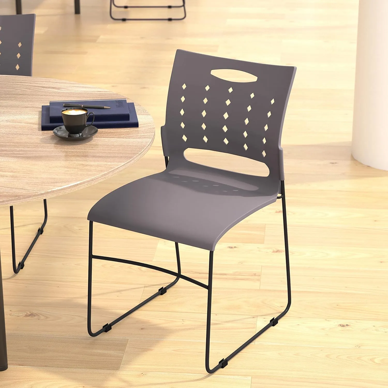 Flash Furniture Hercules Series 881 lb. Capacity Sled Base Stack Chair with Air-Vent Back