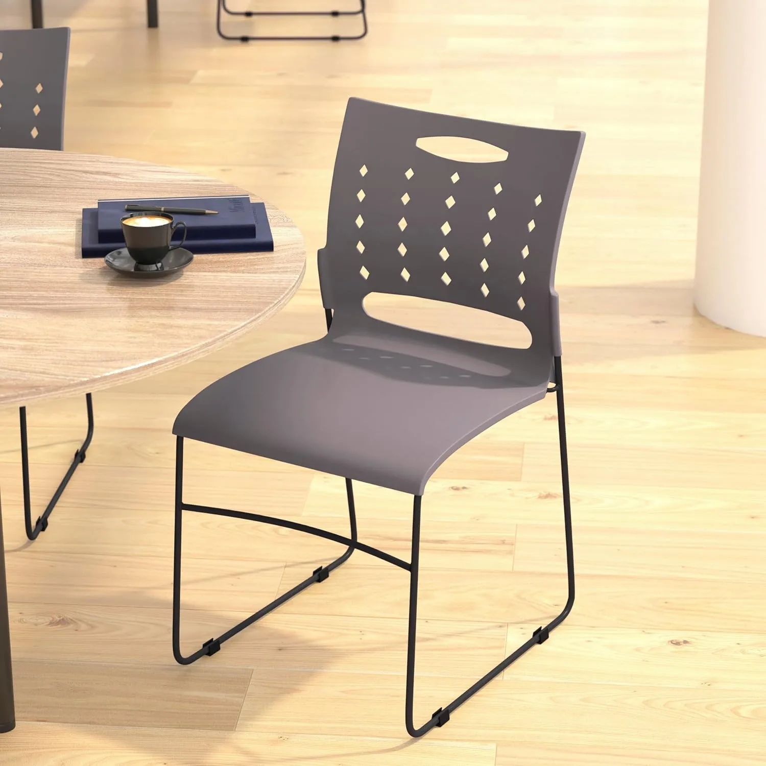 Flash Furniture Hercules Series 881 lb. Capacity Sled Base Stack Chair with Air-Vent Back
