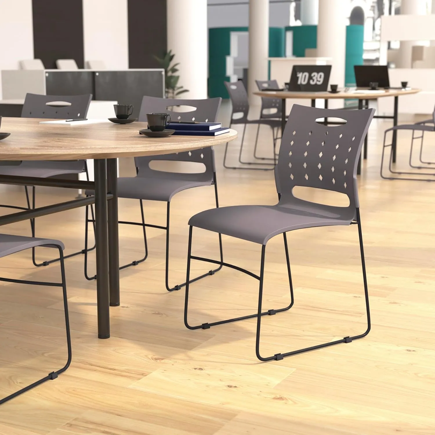 Flash Furniture Hercules Series 881 lb. Capacity Sled Base Stack Chair with Air-Vent Back