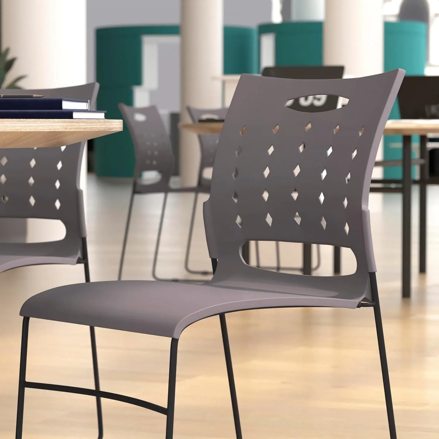 Flash Furniture Hercules Series 881 lb. Capacity Sled Base Stack Chair with Air-Vent Back