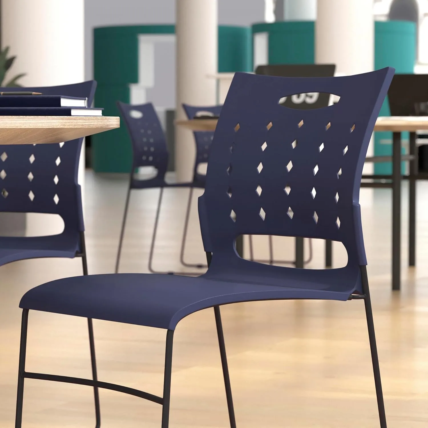 Flash Furniture Hercules Series 881 lb. Capacity Sled Base Stack Chair with Air-Vent Back