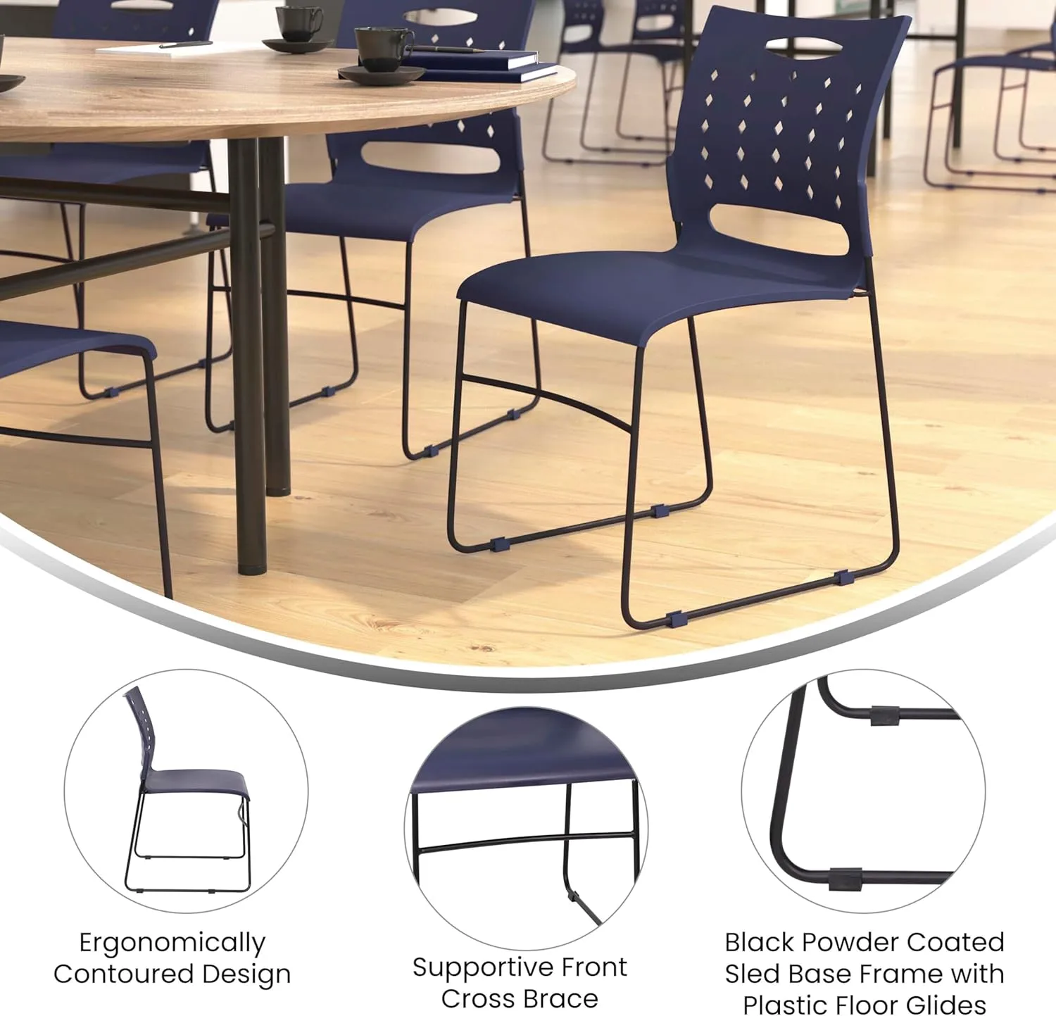 Flash Furniture Hercules Series 881 lb. Capacity Sled Base Stack Chair with Air-Vent Back