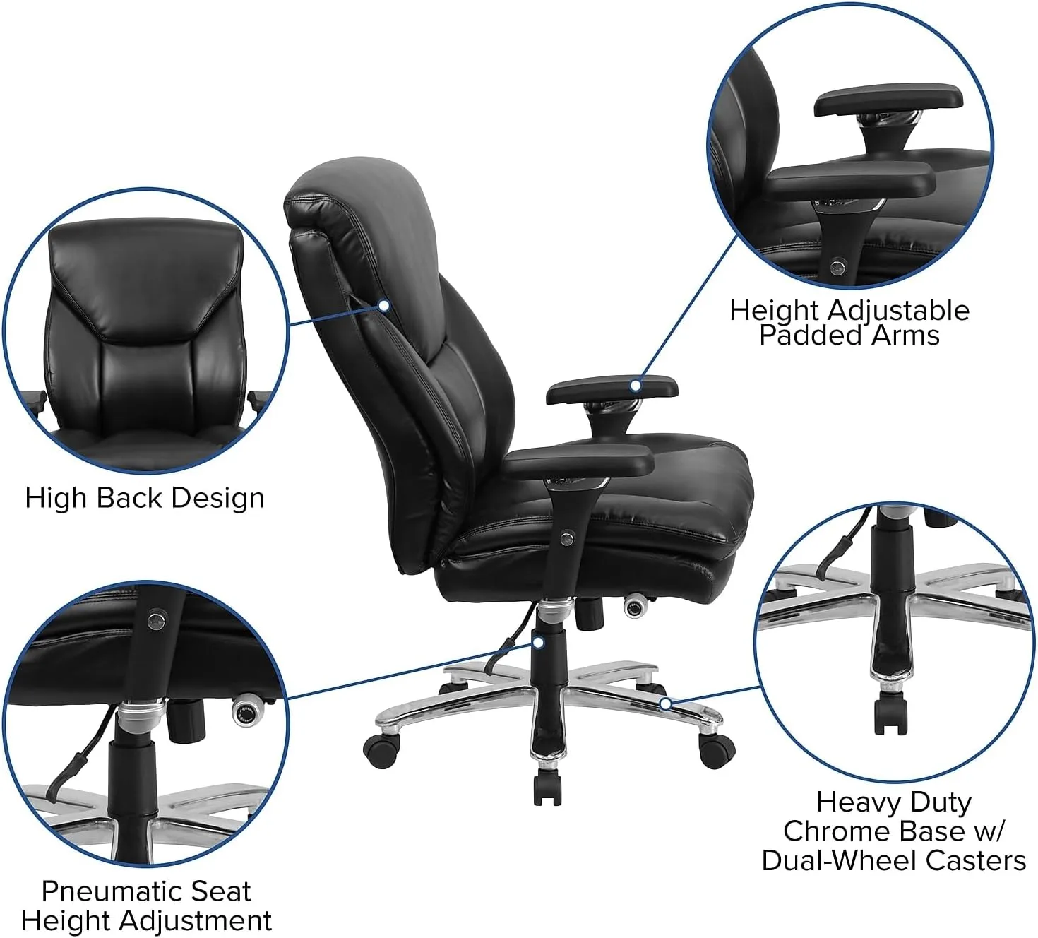 Flash Furniture HERCULES Series 24-7 Intensive Use Big & Tall Ergonomic High-Back Office Chair With Lumbar Knob And Headrest