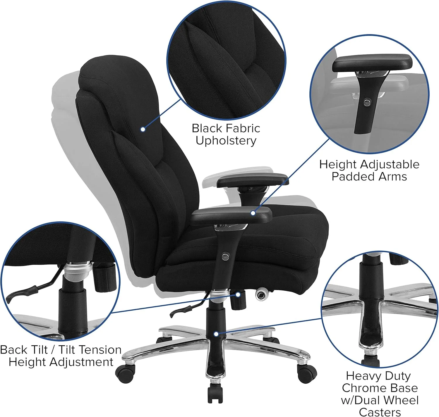 Flash Furniture HERCULES Series 24-7 Intensive Use Big & Tall Ergonomic High-Back Office Chair With Lumbar Knob And Headrest