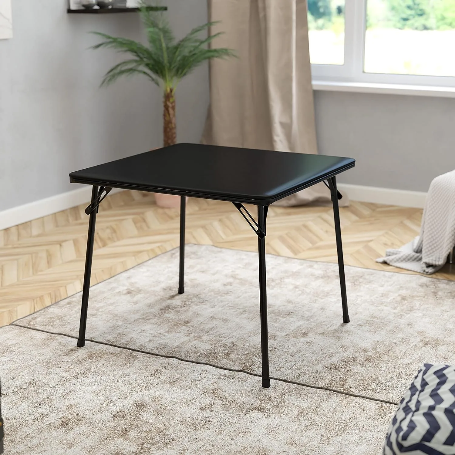 FLASH FURNITURE HERCULES Series Black Vinyl Metal Folding Chair with Carrying Handle