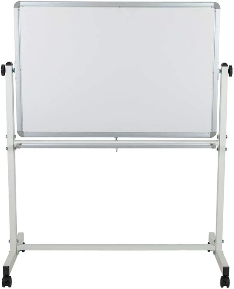 Flash Furniture HERCULES Series Double-Sided Mobile White Board With Pen Tray, 64-3/4inH x 64-1/4inW x 20inD, White